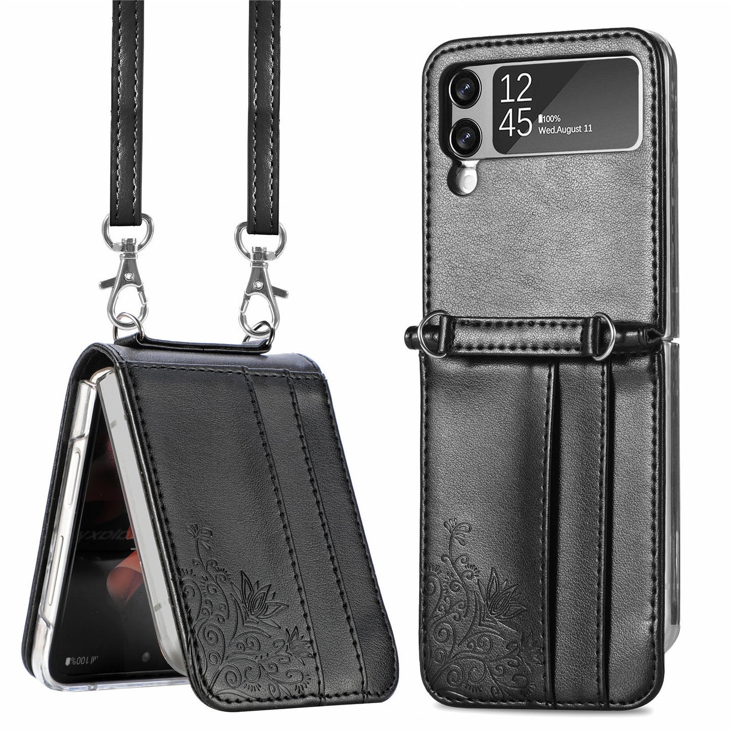 Samsung Galaxy Folding Z Flip 3  Embossed Wallet Card Leather Case