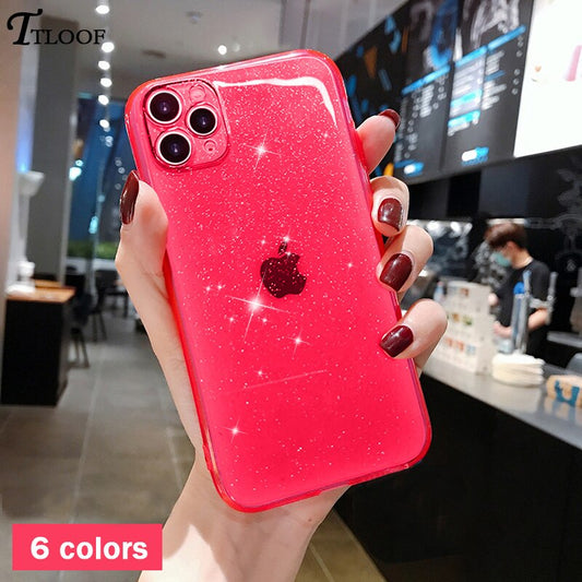 Glitter Fluorescent Colors Phone Cases for iPhone 6 - 12 Pro Max