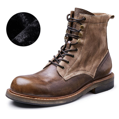 Genuine Leather Fleece Lined Mid-Top Martin Men's Boots