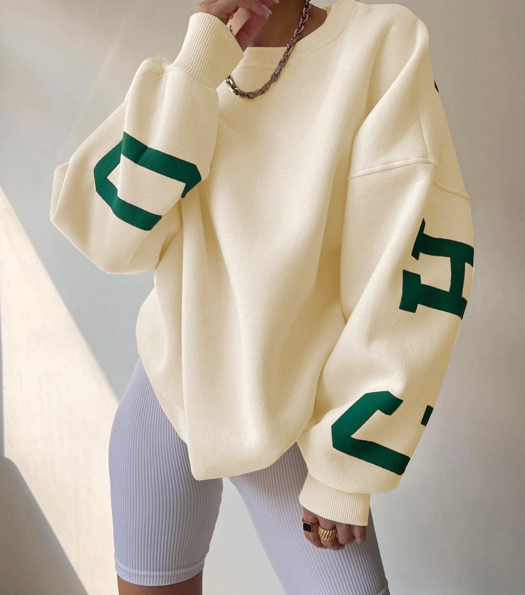 Casual Letters Print Sweatshirt Long Sleeve Loose Hoodies Streetwear