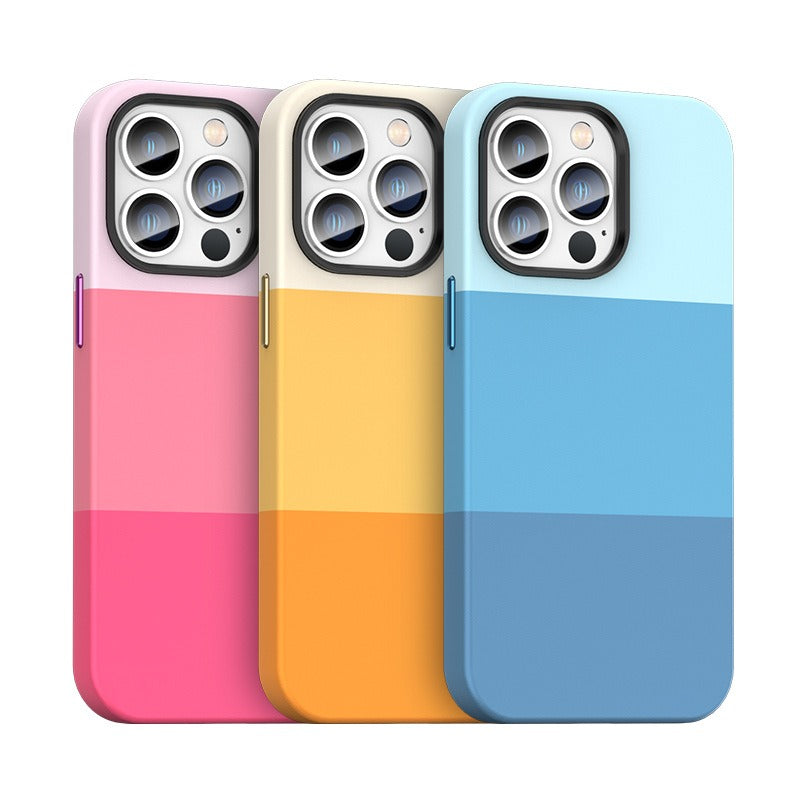 Apple iPhone 11 - 14 Mobile Phone Case Tri-color Splicing and Color Blocking
