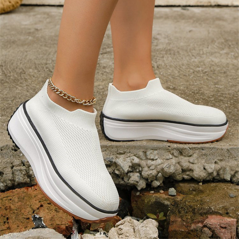 Thick-soled Ankle Breathable Solid Color Shoes