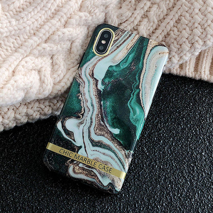Artistic Agate Marble Gold Bar Phone Case for iPhone 6 - XS Max