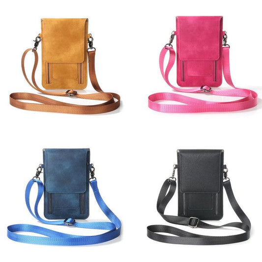 Luxury Leather Convenient Bag Cell Phone Wallet Pouch Neck Strap