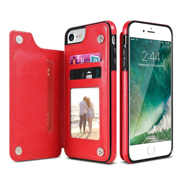 Retro Leather Case For iPhone Multi Card Holders Phone Cases
