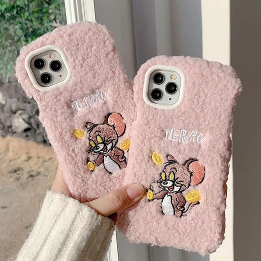 Cute Jerry Wool Plush Phone Case For iPhone 6 - 11 Pro Max