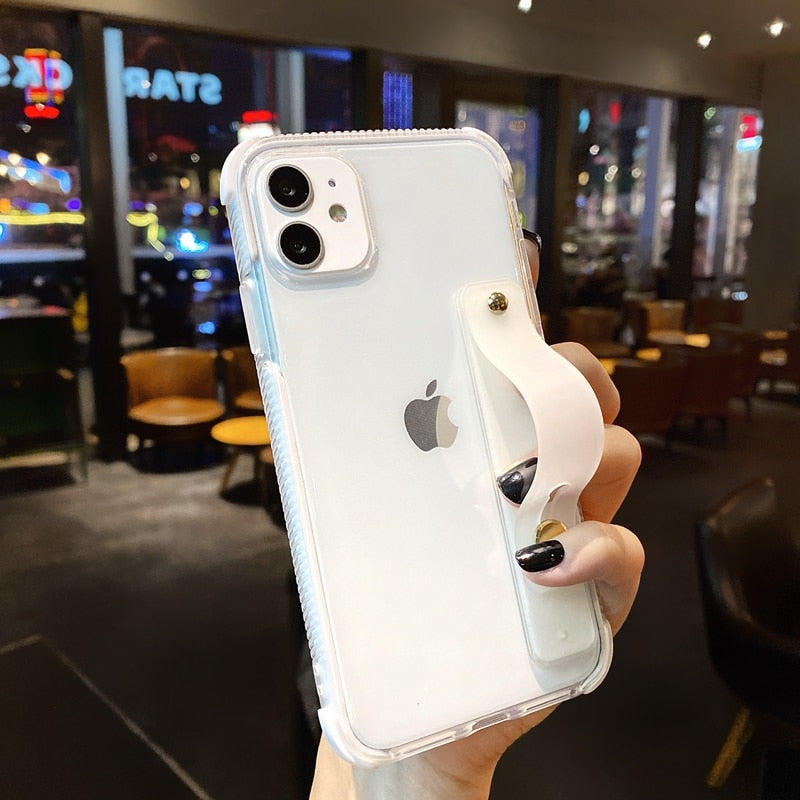 Wrist Strap Phone Case For iPhone 7 - 12 Pro Max w/ Kickstand