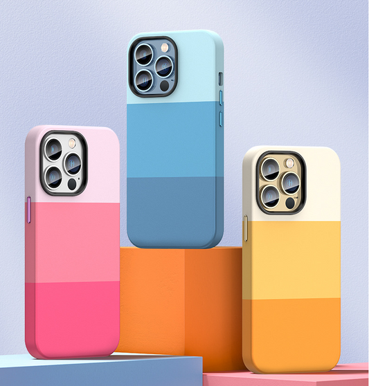 Apple iPhone 11 - 14 Mobile Phone Case Tri-color Splicing and Color Blocking