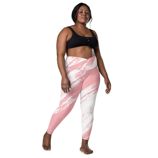 Ripped Pink Crossover leggings with pockets