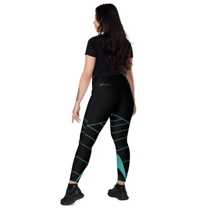 Black Crossover leggings with pockets