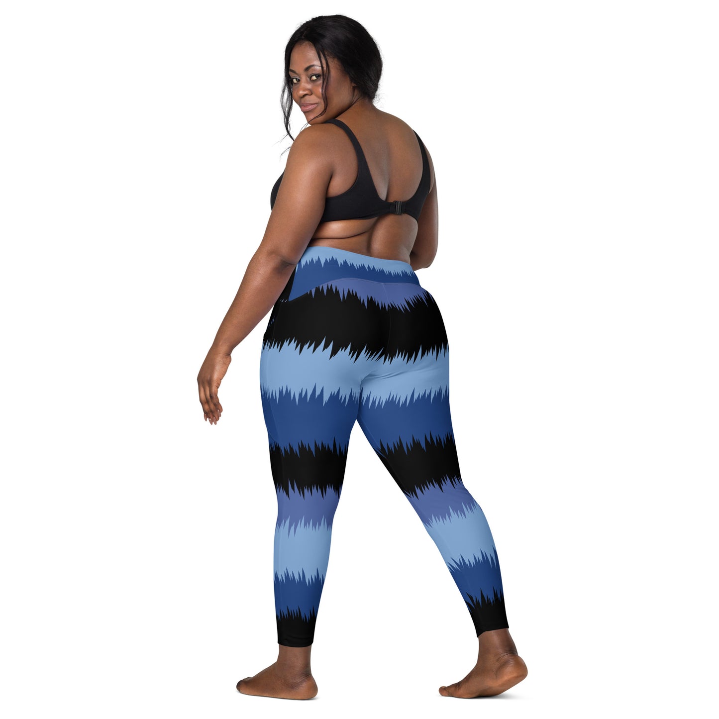 Ripped Blue Crossover leggings with pockets
