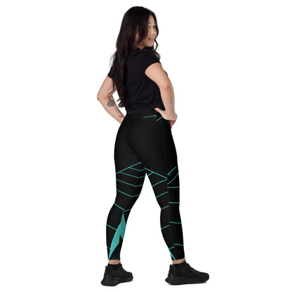 Black Crossover leggings with pockets