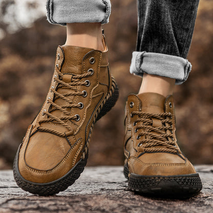 Men's Winter Fleece-lined High-top Leather Shoes