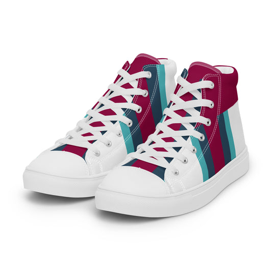 Men’s Maroon and White Flava high top canvas shoes