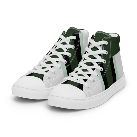 Men’s Green and White Flava high top canvas shoes