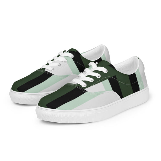Men’s Green Plaid lace-up canvas shoes