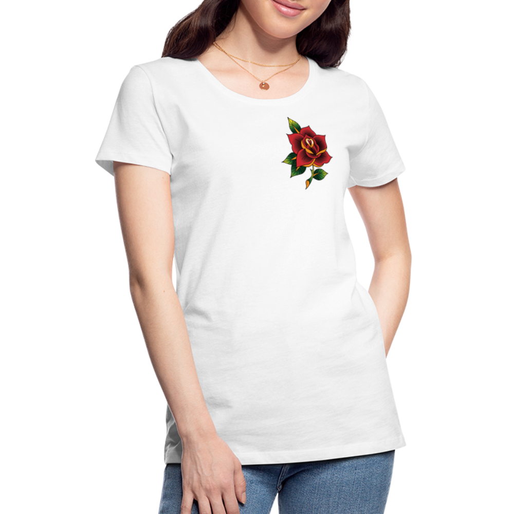 Women’s Pocket Rose Premium T-Shirt - white