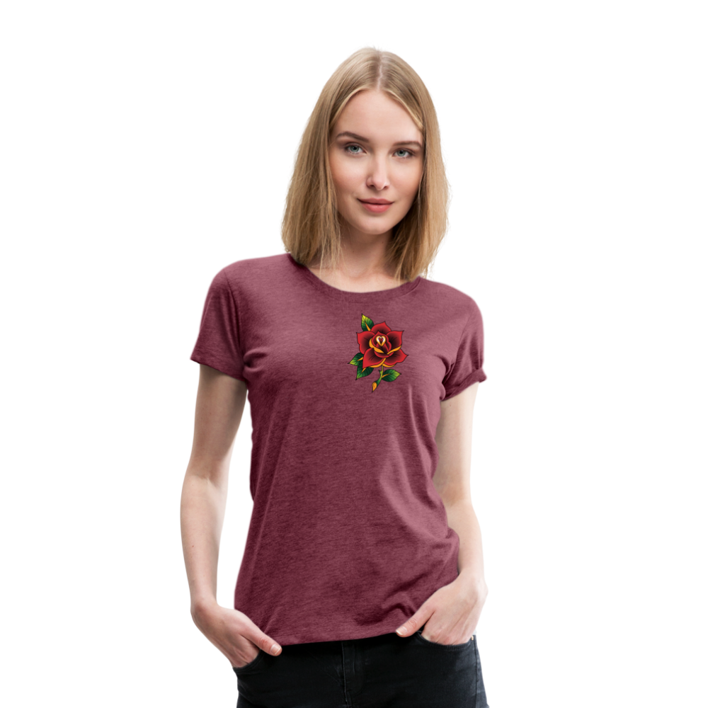 Women’s Pocket Rose Premium T-Shirt - heather burgundy