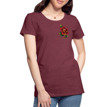 Women’s Pocket Rose Premium T-Shirt - heather burgundy