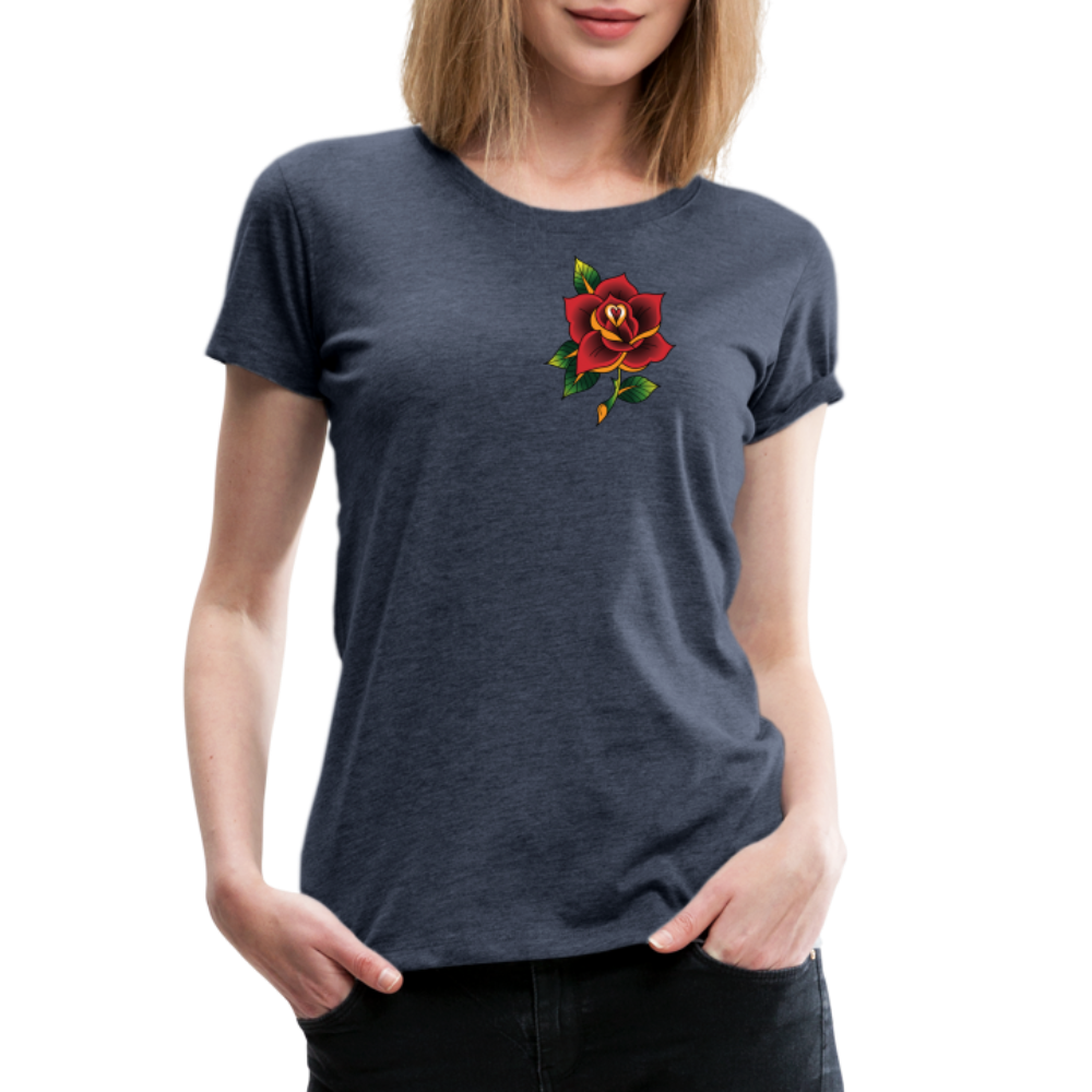 Women’s Pocket Rose Premium T-Shirt - heather blue