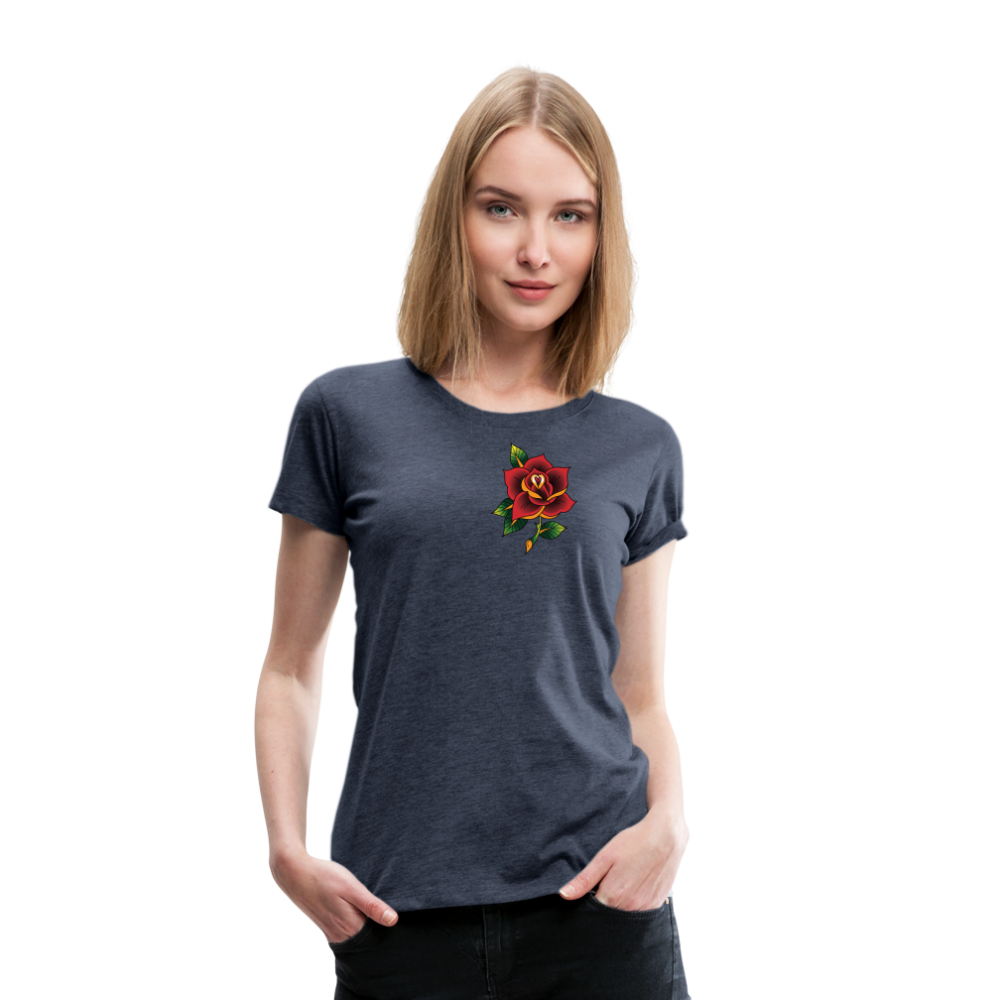 Women’s Pocket Rose Premium T-Shirt - heather blue