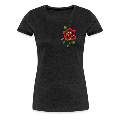 Women’s Pocket Rose Premium T-Shirt - charcoal grey