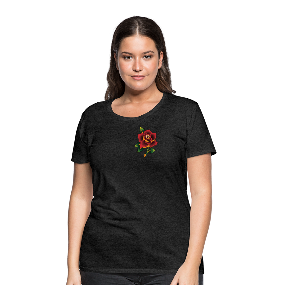 Women’s Pocket Rose Premium T-Shirt - charcoal grey