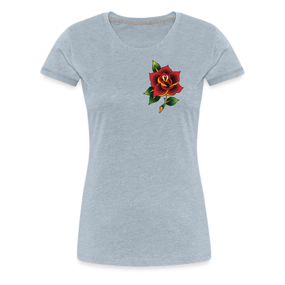 Women’s Pocket Rose Premium T-Shirt - heather ice blue