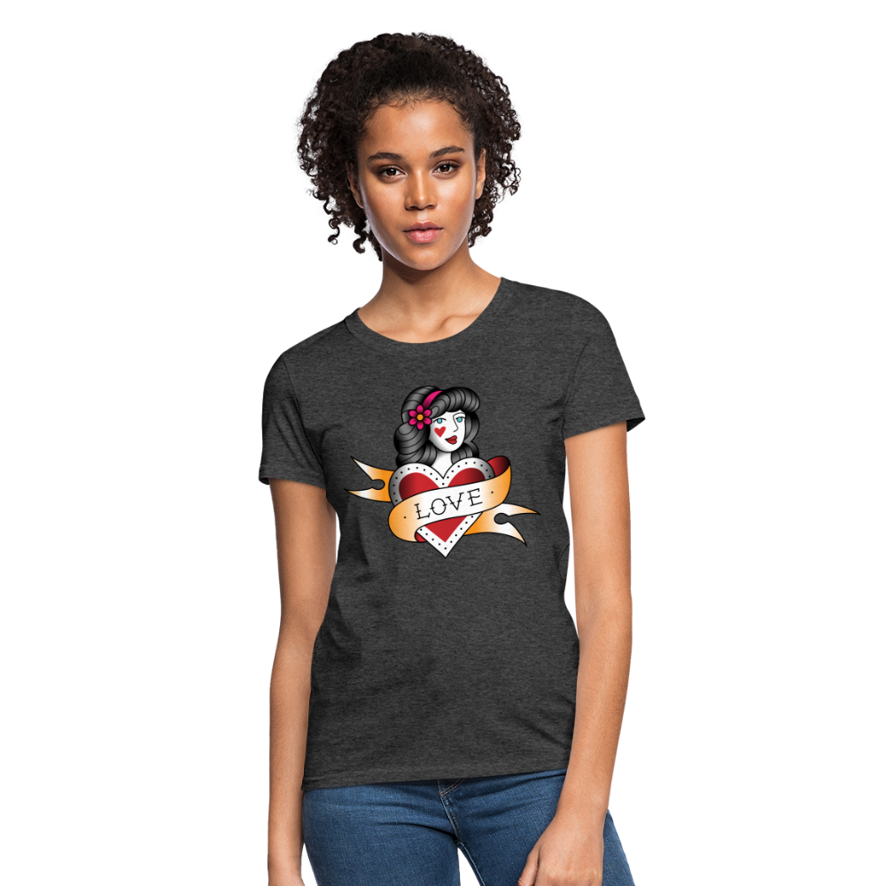 Women's Heart of Love T-Shirt - heather black