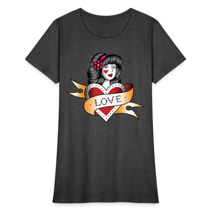 Women's Heart of Love T-Shirt - heather black