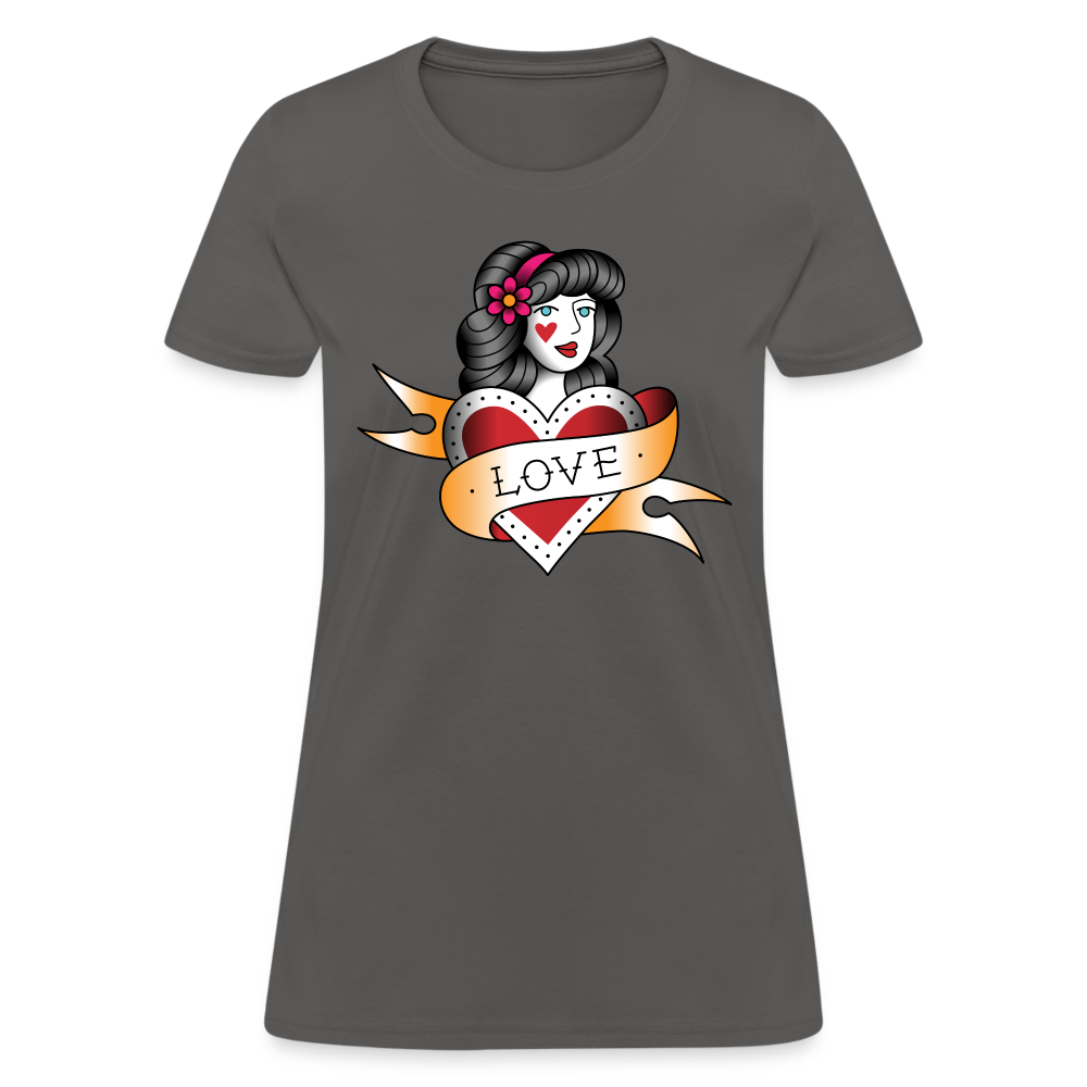 Women's Heart of Love T-Shirt - charcoal