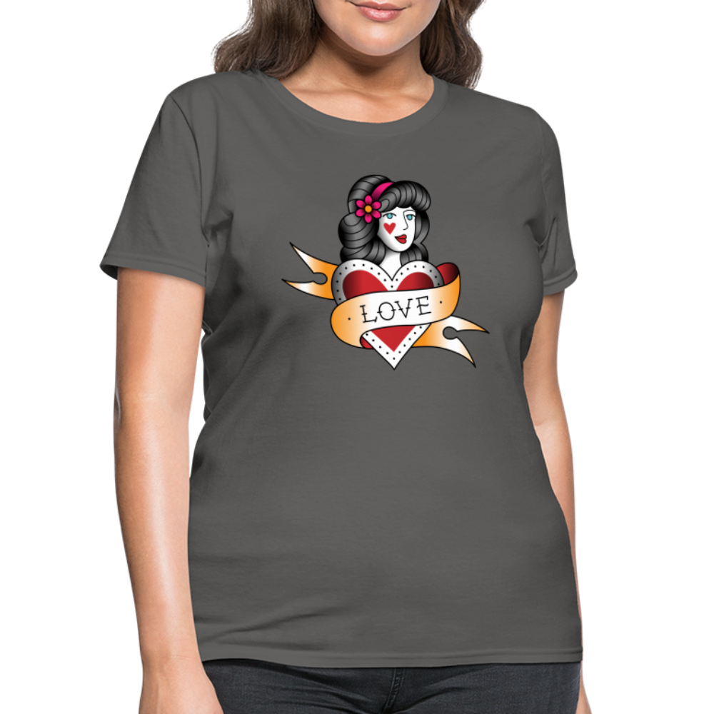 Women's Heart of Love T-Shirt - charcoal