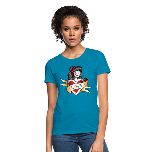 Women's Heart of Love T-Shirt - turquoise