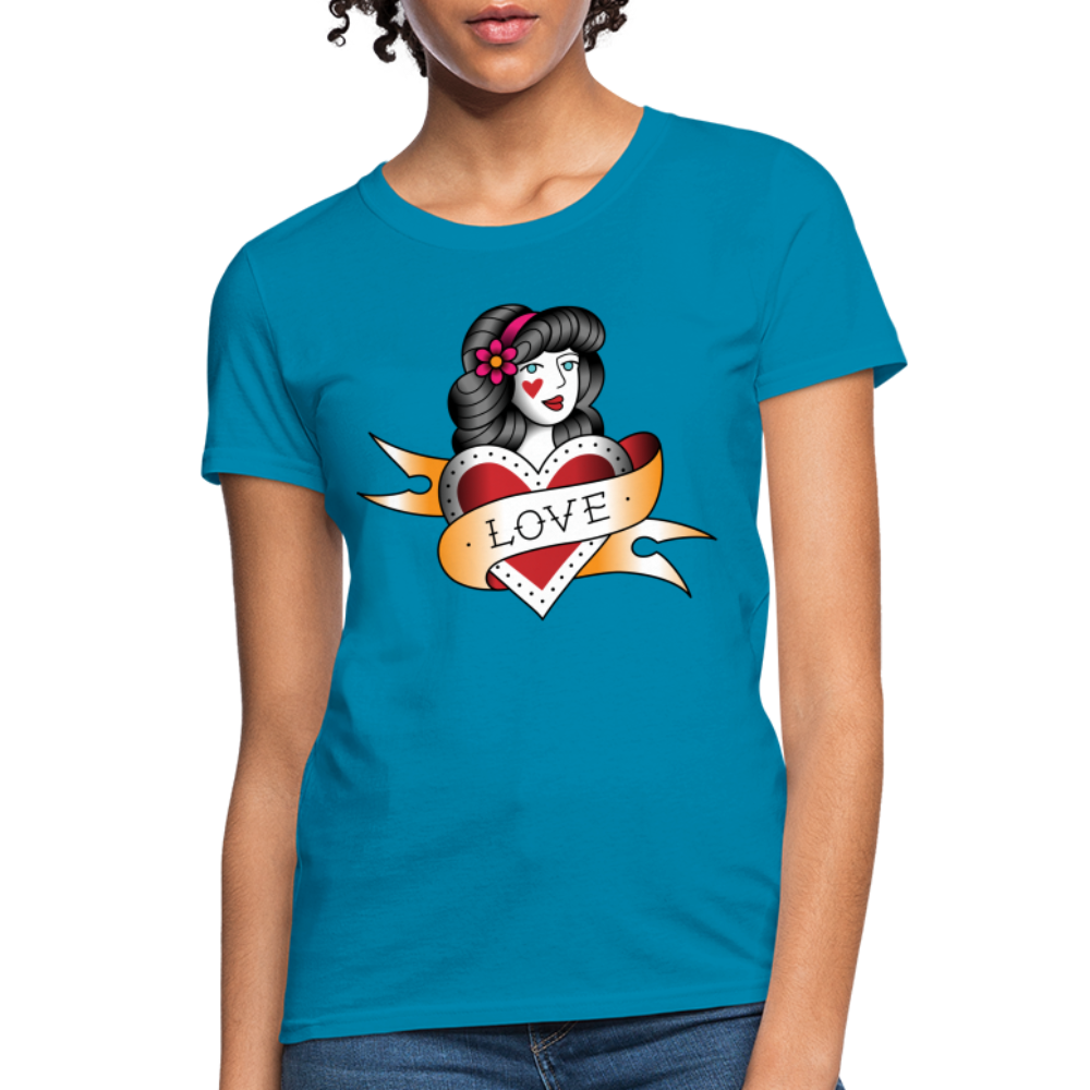 Women's Heart of Love T-Shirt - turquoise