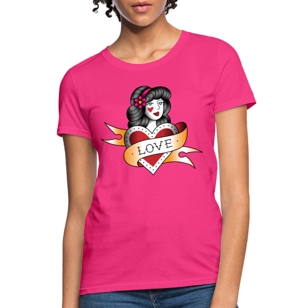 Women's Heart of Love T-Shirt - fuchsia