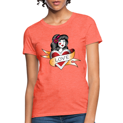 Women's Heart of Love T-Shirt - heather coral