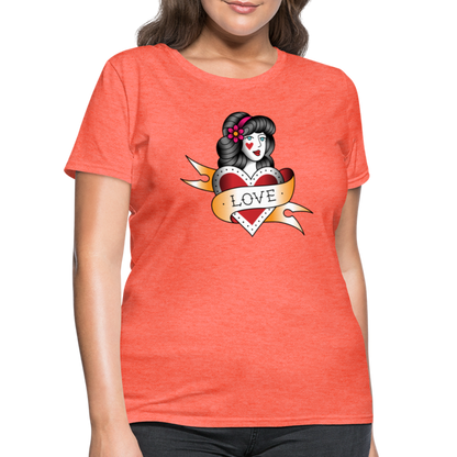 Women's Heart of Love T-Shirt - heather coral
