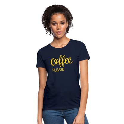 Women's Coffee Please T-Shirt - navy