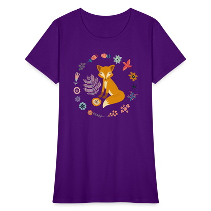 Women's Flower Fox T-Shirt - purple