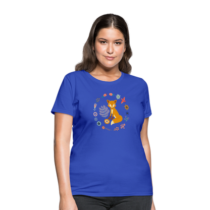 Women's Flower Fox T-Shirt - royal blue