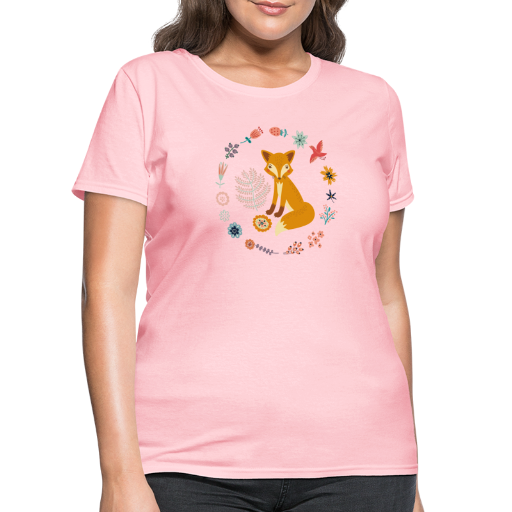 Women's Flower Fox T-Shirt - pink