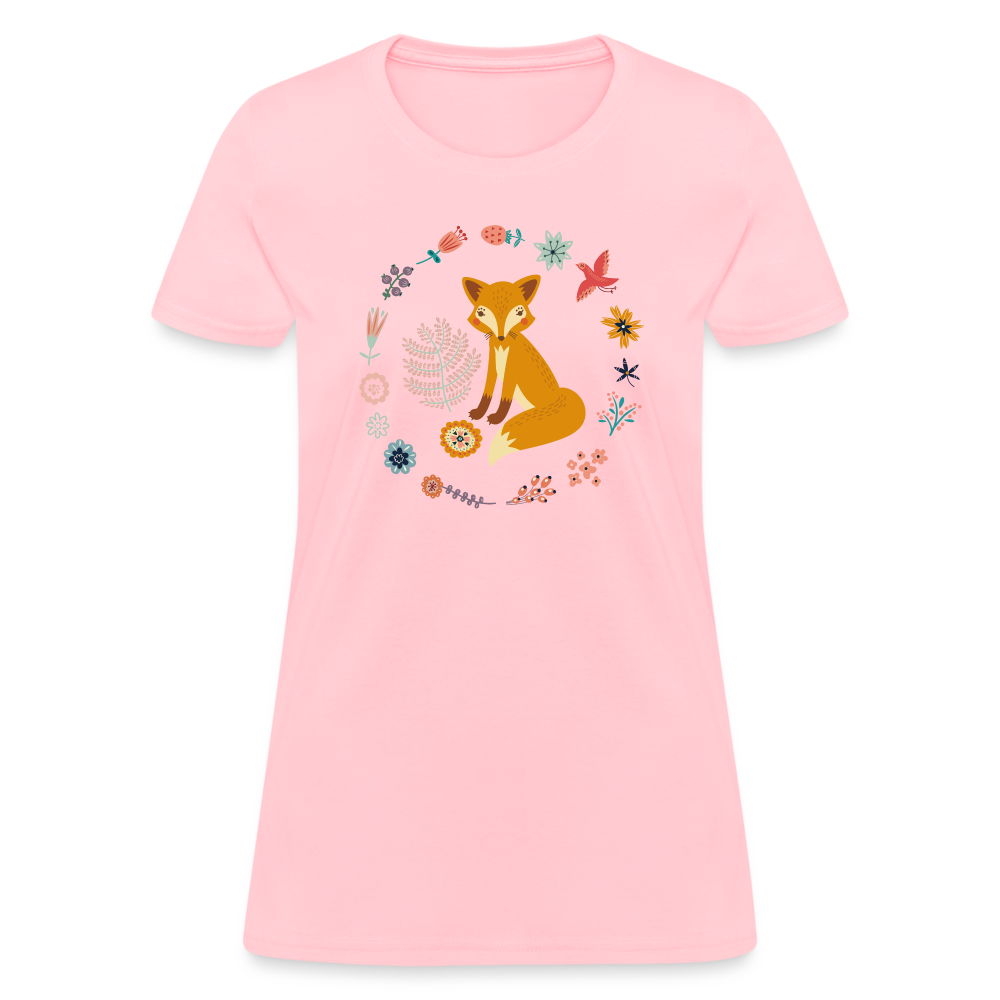 Women's Flower Fox T-Shirt - pink