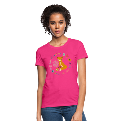 Women's Flower Fox T-Shirt - fuchsia