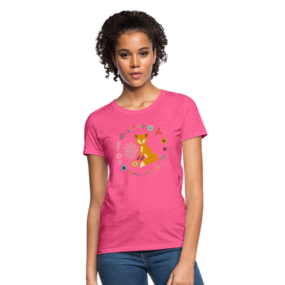 Women's Flower Fox T-Shirt - heather pink