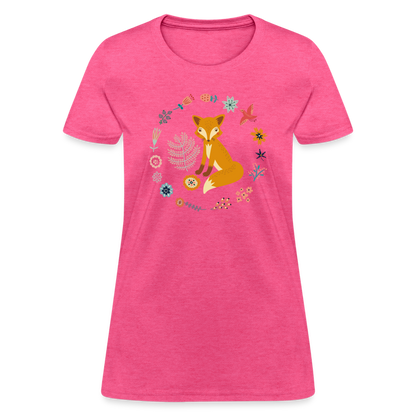 Women's Flower Fox T-Shirt - heather pink