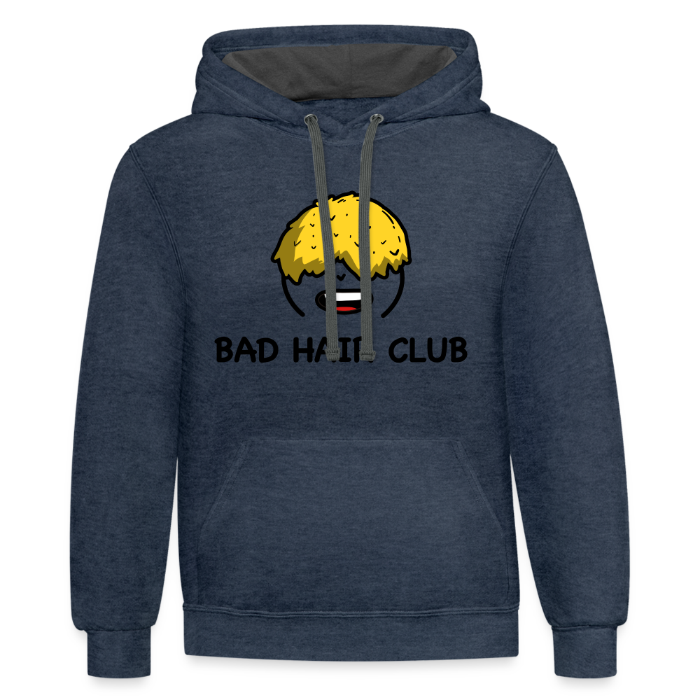 Bad Hair Club Contrast Hoodie - indigo heather/asphalt