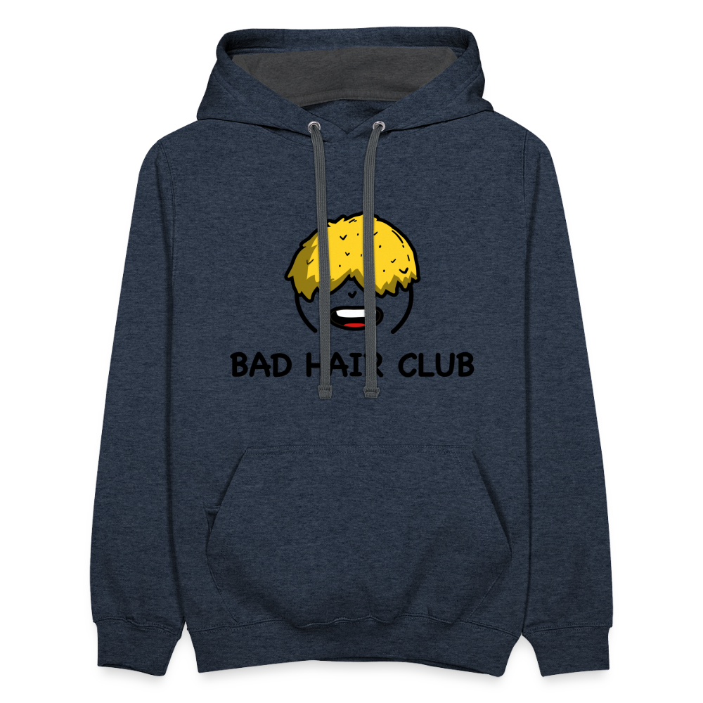 Bad Hair Club Contrast Hoodie - indigo heather/asphalt