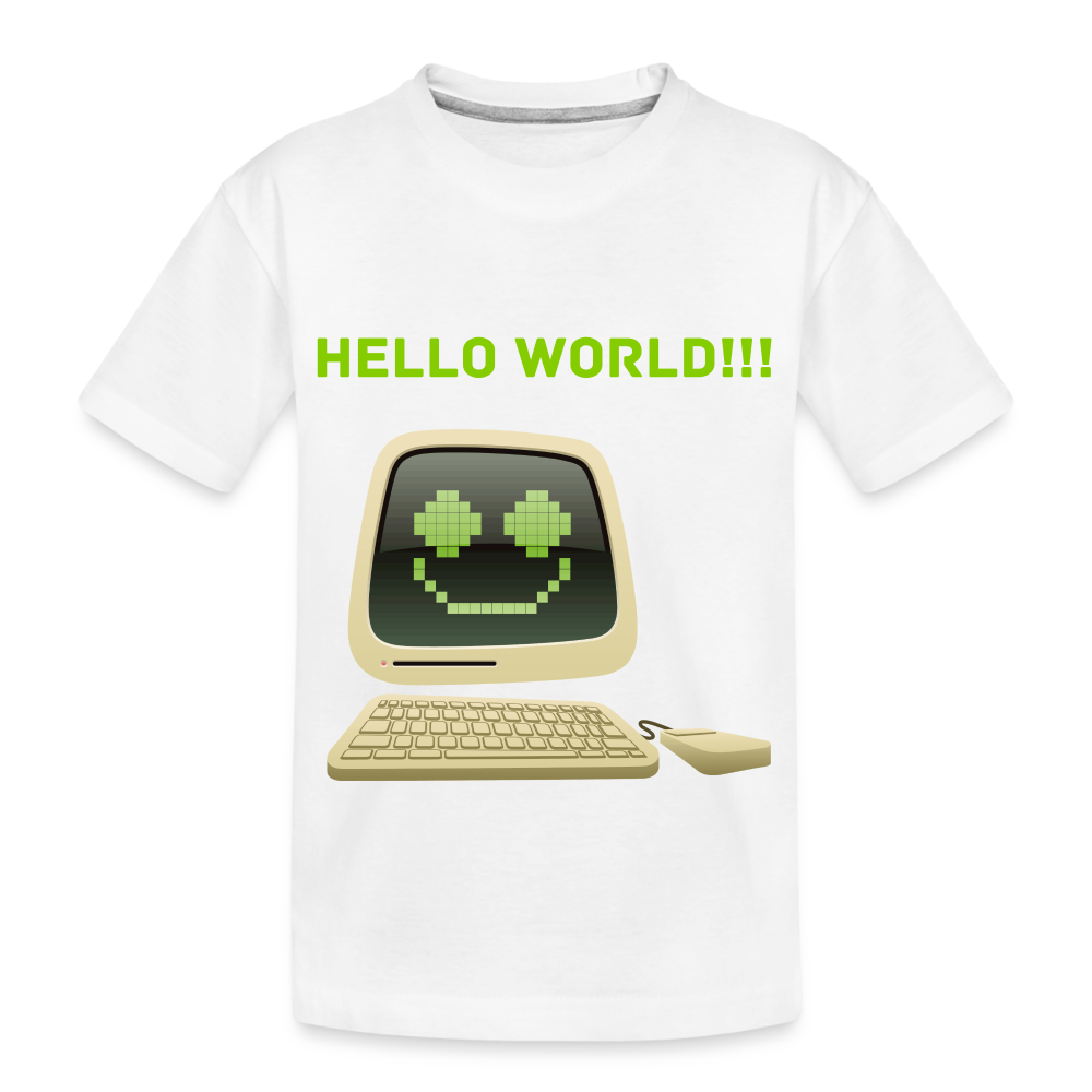 Kid’s Hello World Premium Organic T-Shirt - white