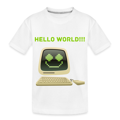 Kid’s Hello World Premium Organic T-Shirt - white