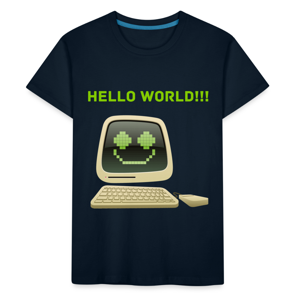 Kid’s Hello World Premium Organic T-Shirt - deep navy